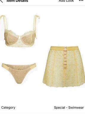 For Love and Lemons Elle Eyelet Yellow Bikini Set